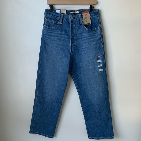 NWT LEVI’S Ribcage Straight Ankle Jeans Super High-Rise Blue 30x27 - Picture 2 of 14